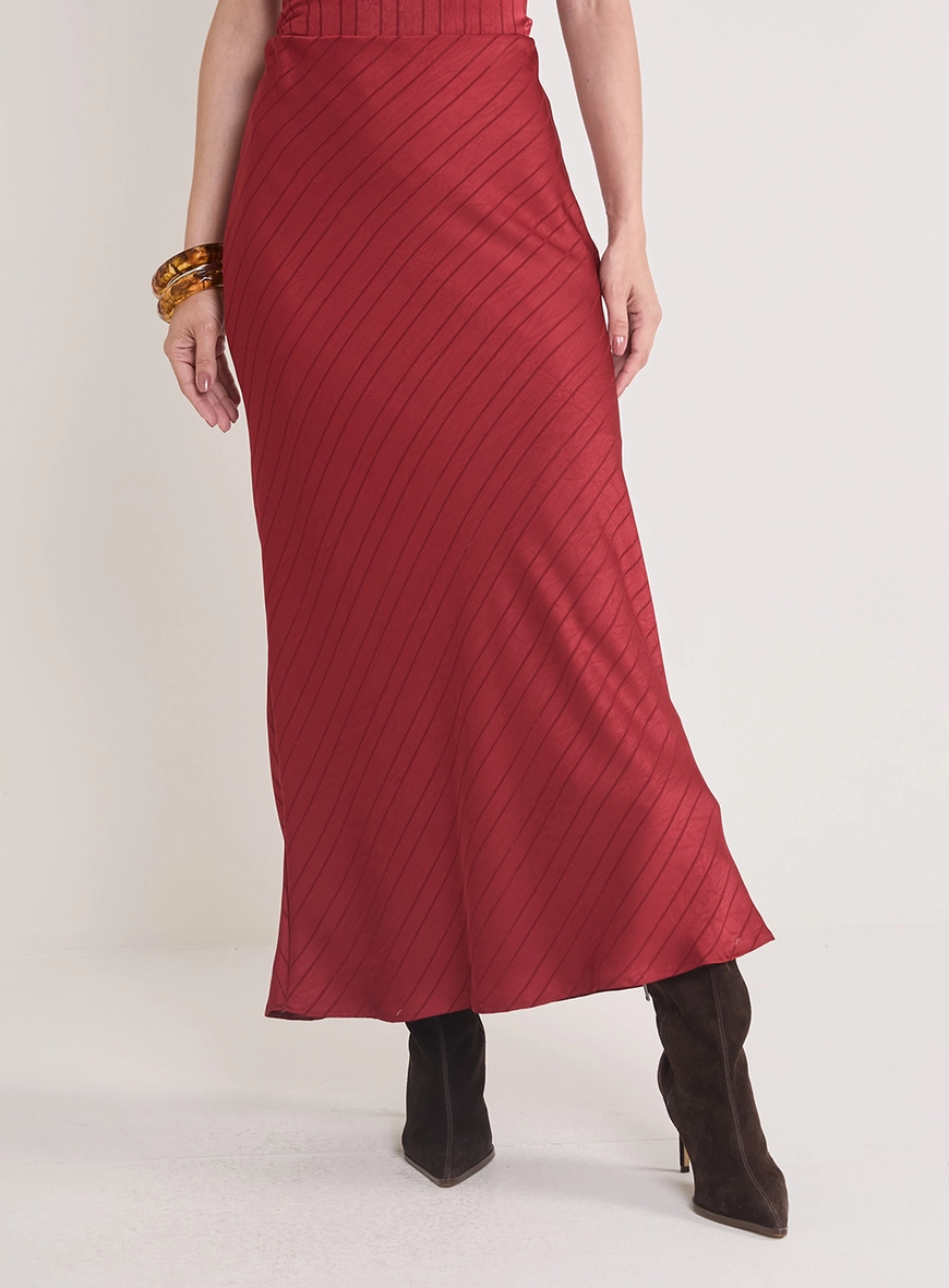 Saia Midi Enviesada Vermelho