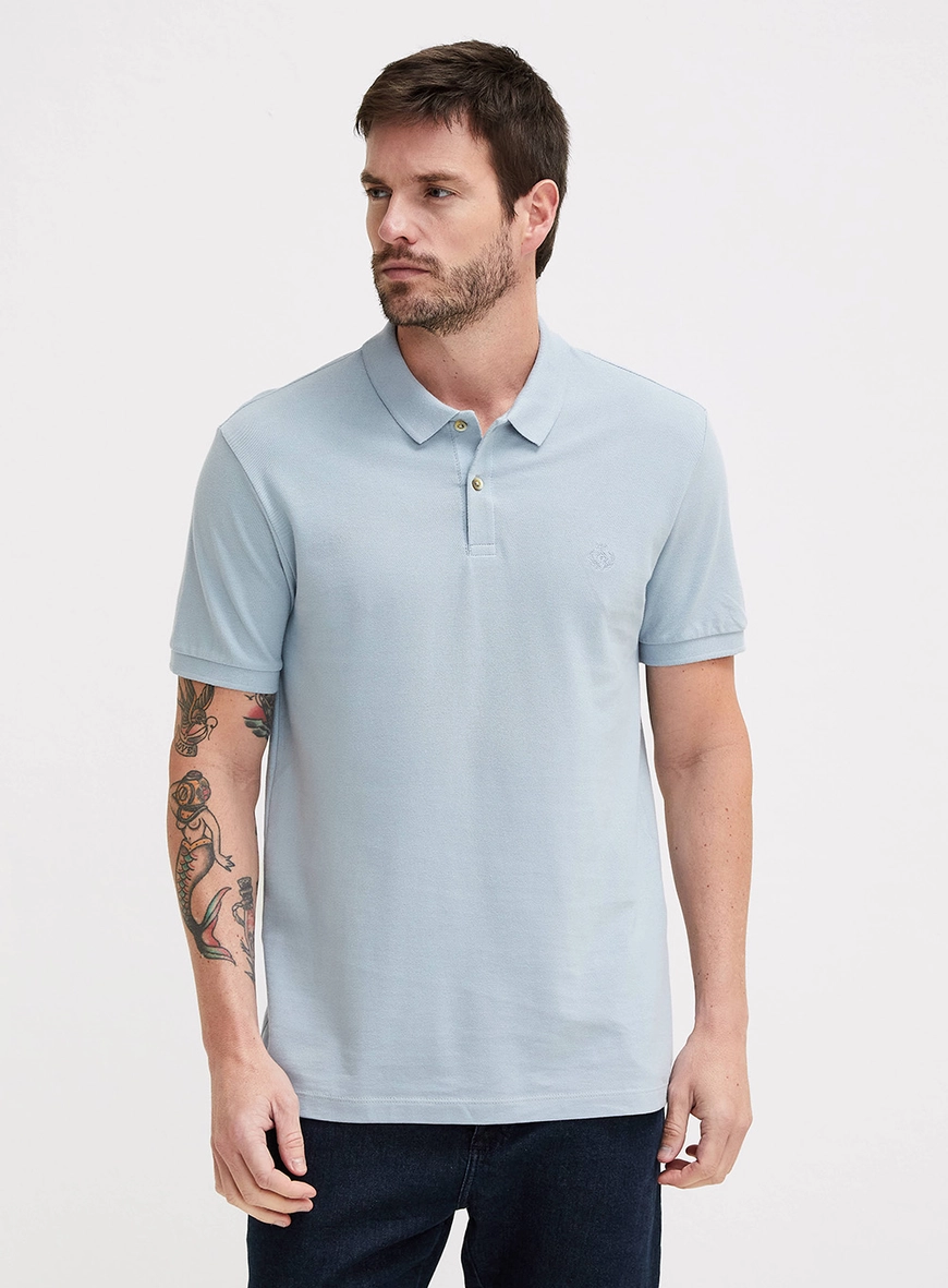 Polo Masculina Muscle Com Brasão Forum Azul