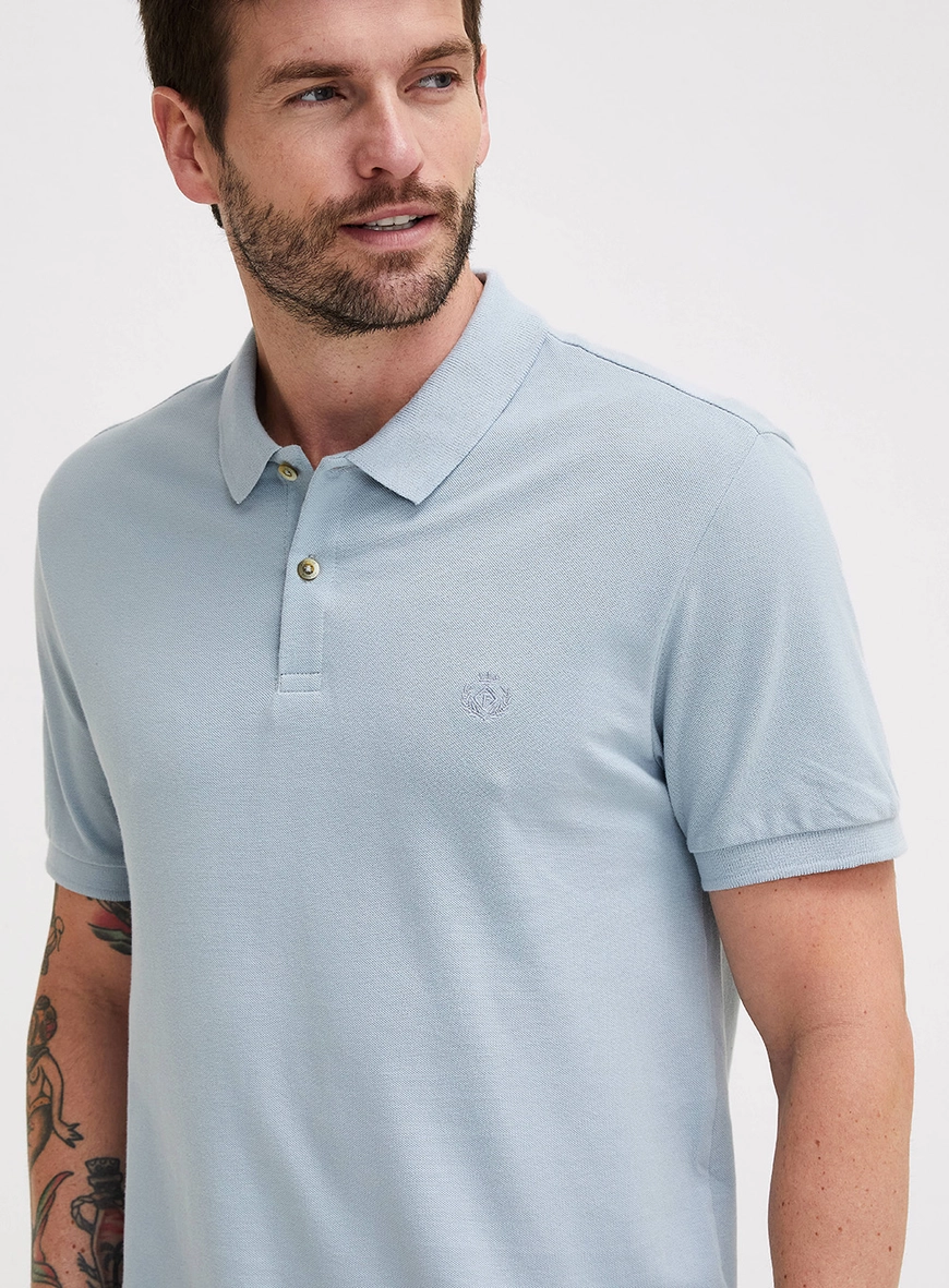 Polo Masculina Muscle Com Brasão Forum Azul