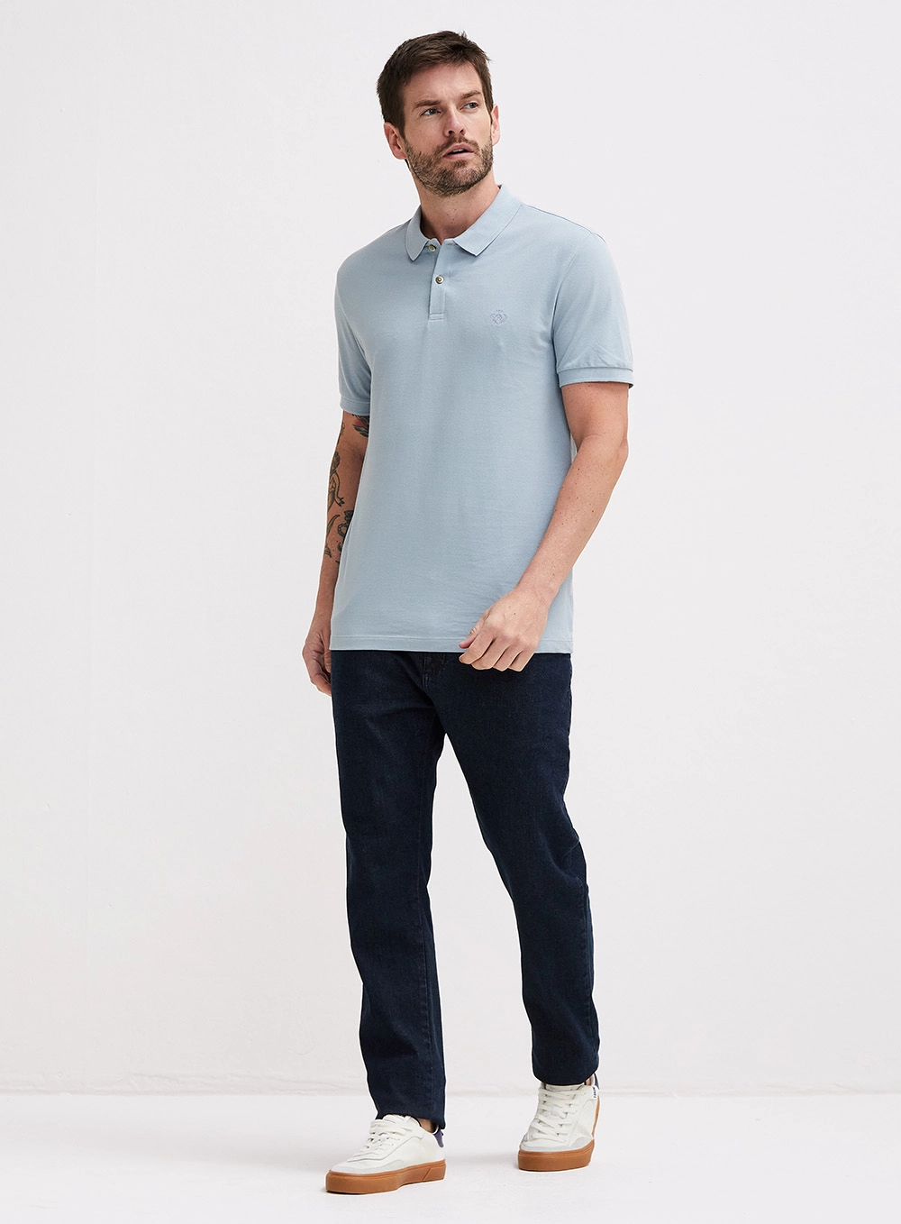 Polo Masculina Muscle Com Brasão Forum Azul 4
