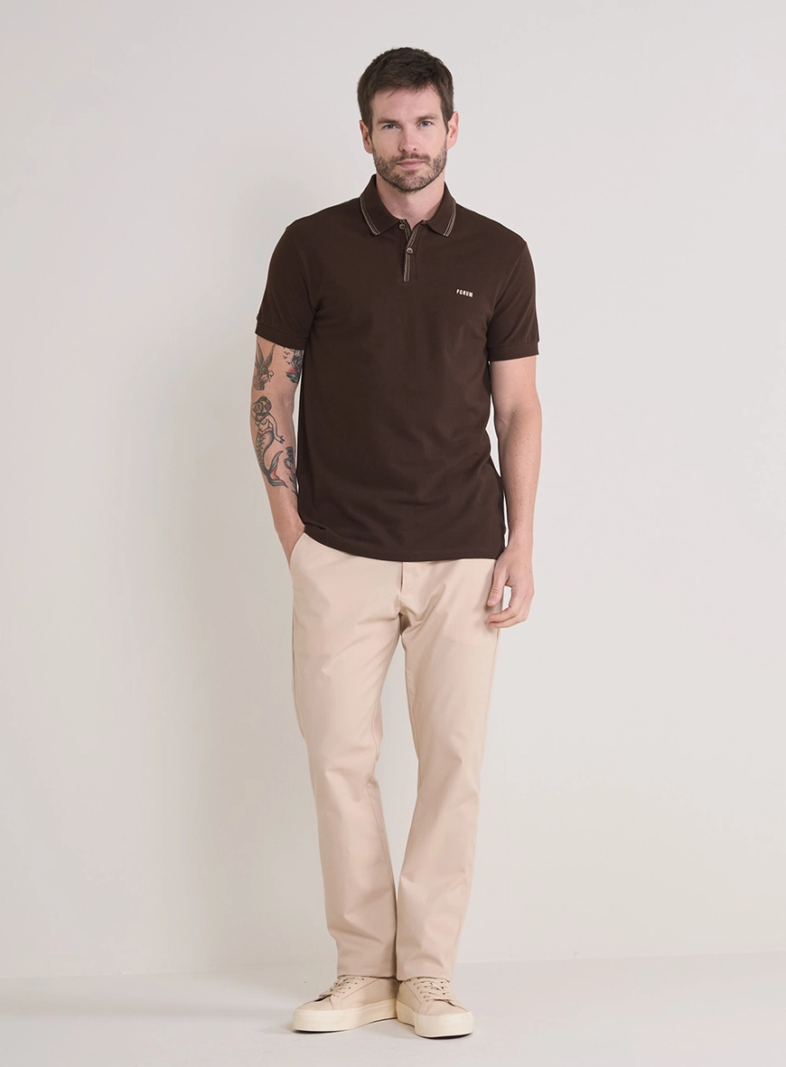 Polo Masculina Muscle Marrom