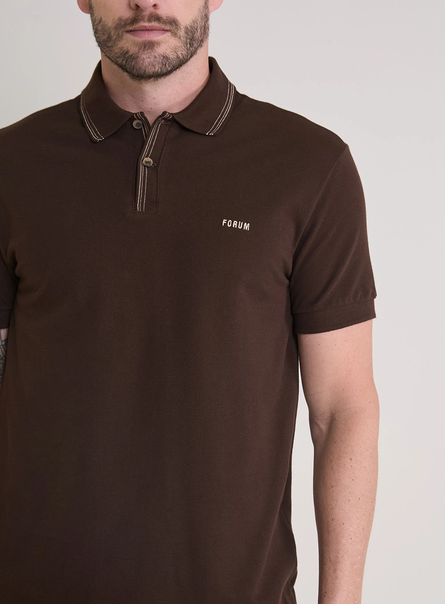 Polo Masculina Muscle Marrom