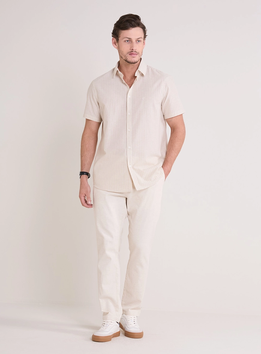 Camisa Masculina Relax Listrada Manga Curta Estampados