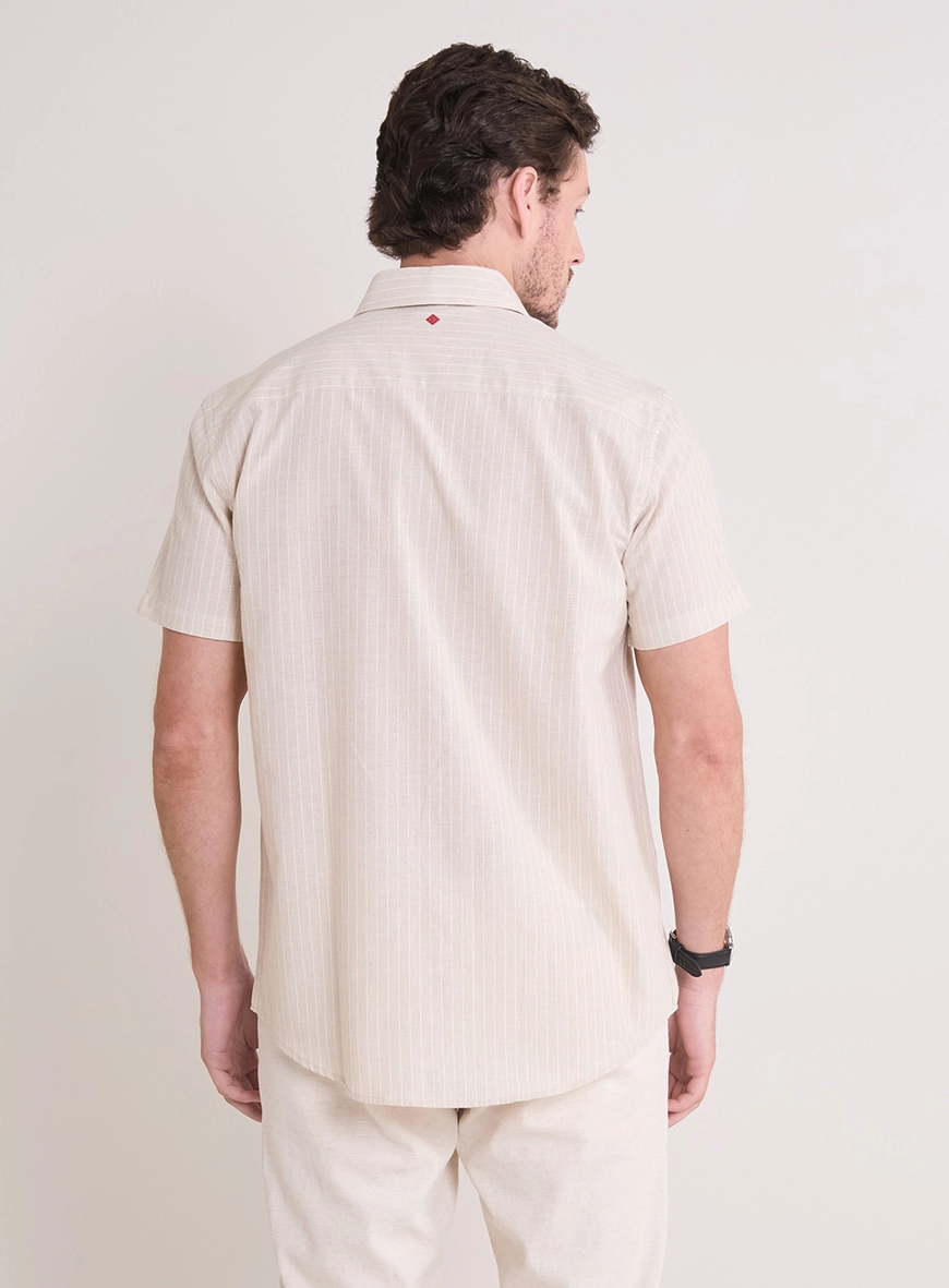 Camisa Masculina Relax Listrada Manga Curta Estampados