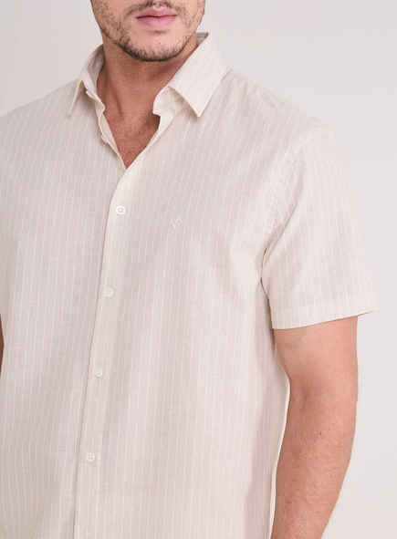 Camisa Masculina Relax Listrada Manga Curta