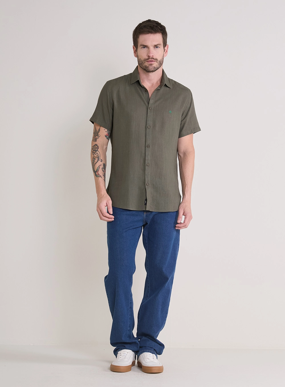 Camisa Masculina St Barths Listrada Verde 1