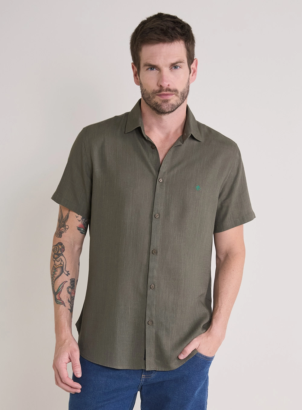 Camisa Masculina St Barths Listrada Verde 2
