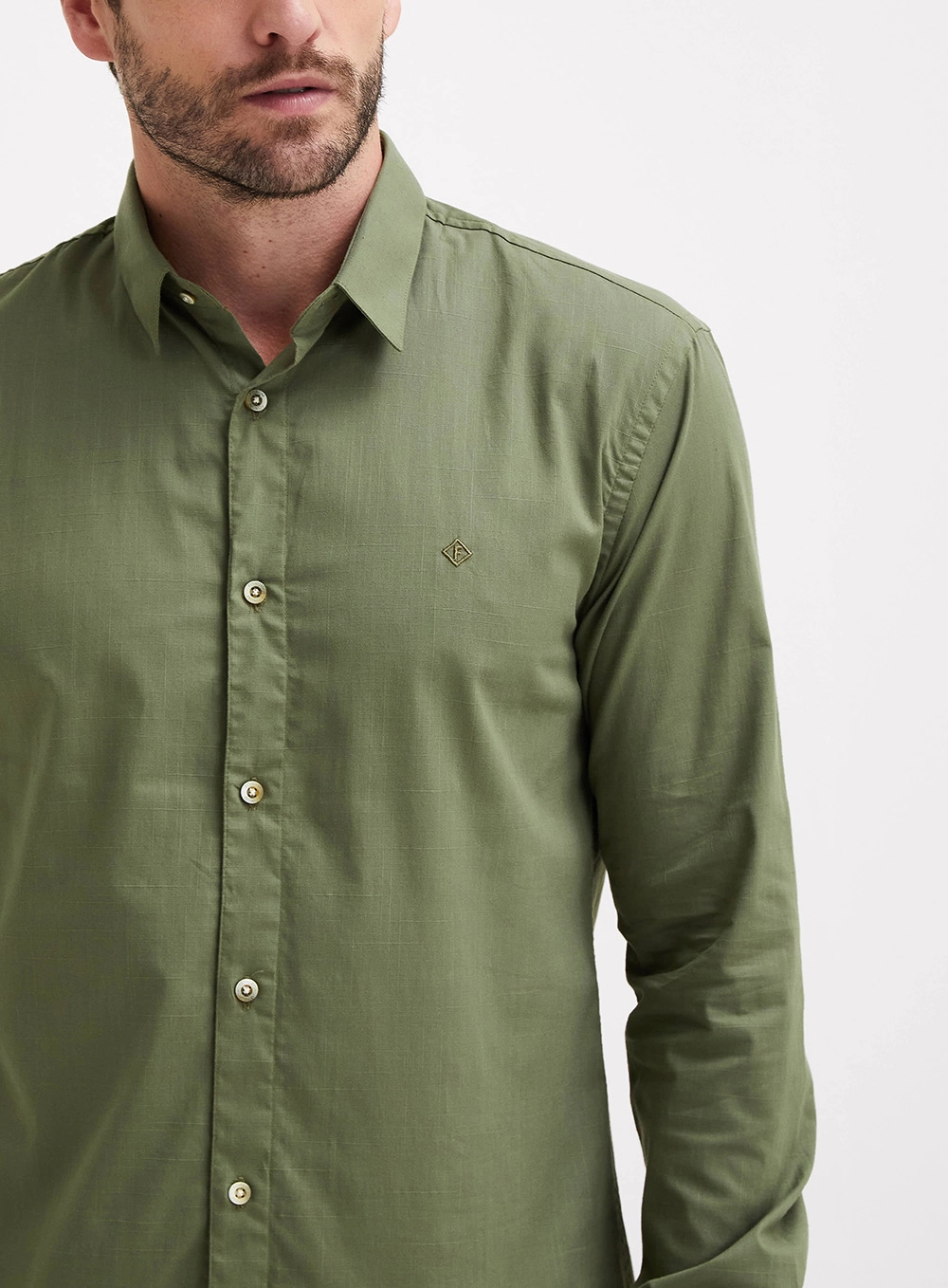 Camisa Masculina Slim Fit De Manga Longa Verde 3