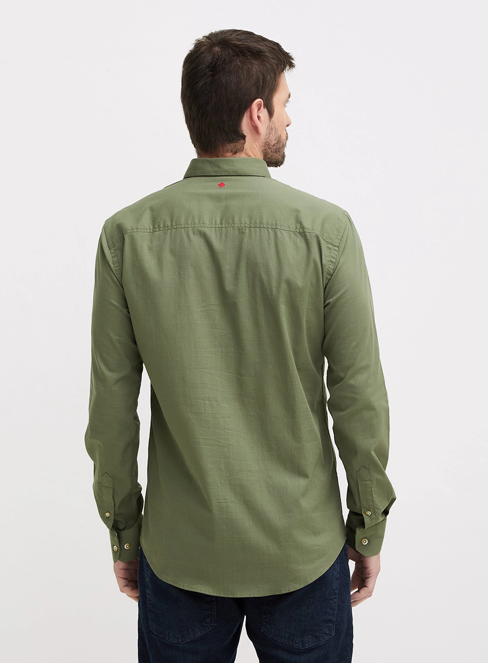 Camisa Masculina Slim Fit De Manga Longa Verde 4