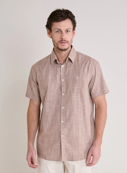 Camisa Masculina Relax Manga Curta Com Detalhes