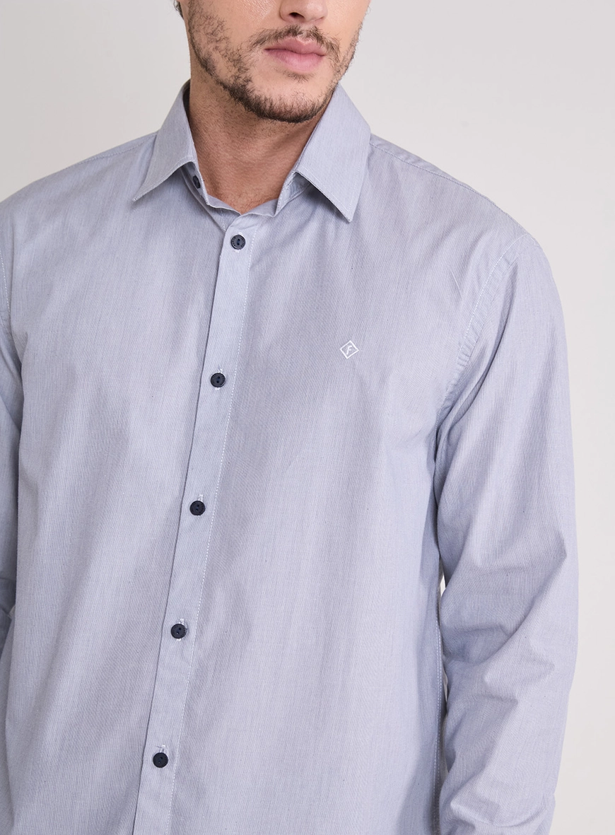 Camisa Masculina Relax De Manga Longa Azul