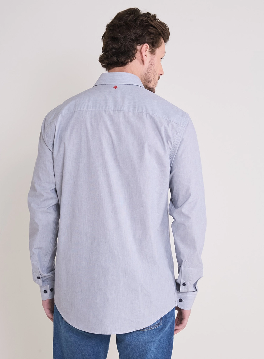 Camisa Masculina Relax De Manga Longa Azul