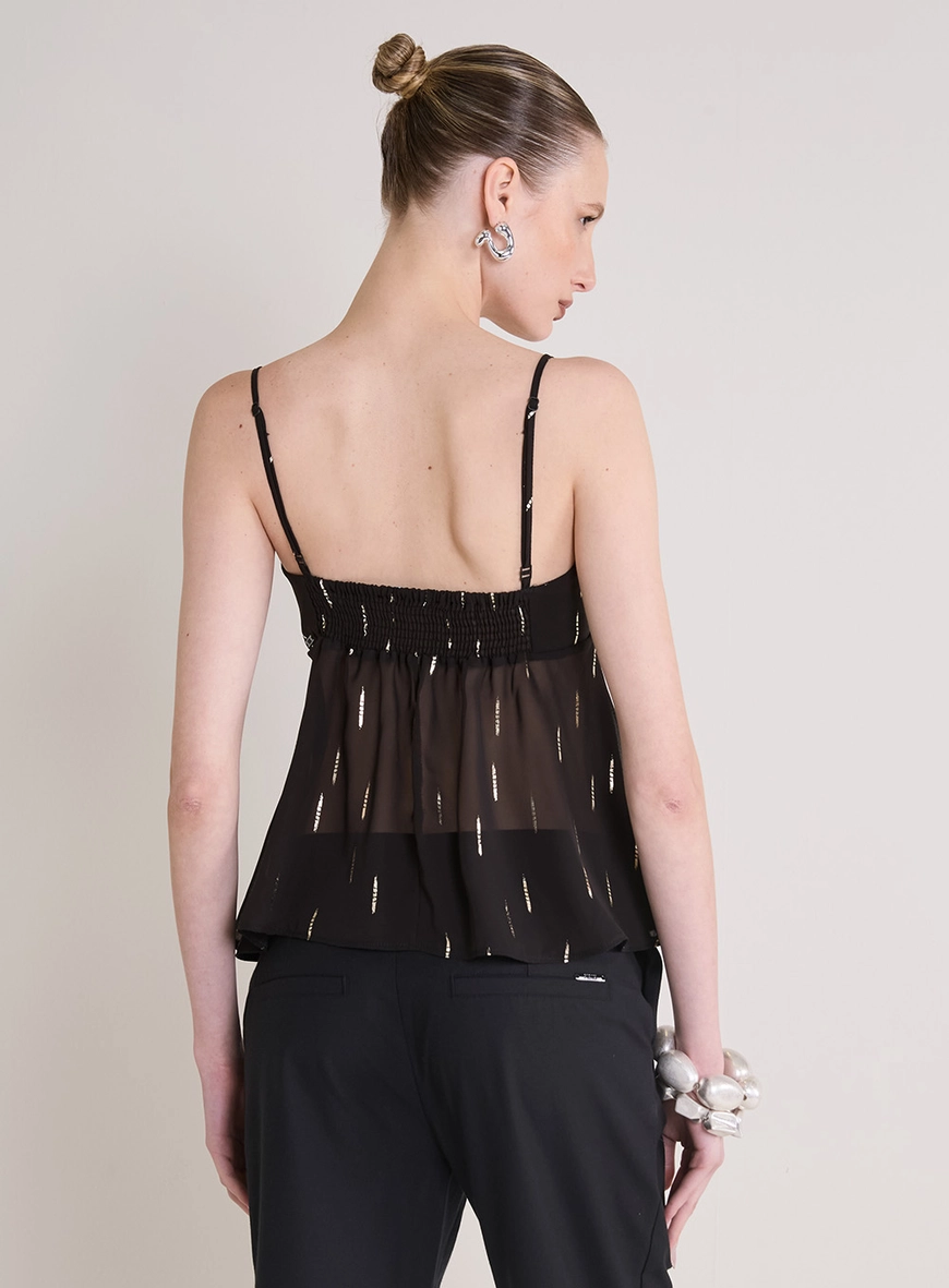 Blusa Ajustada Com Detalhes Preto