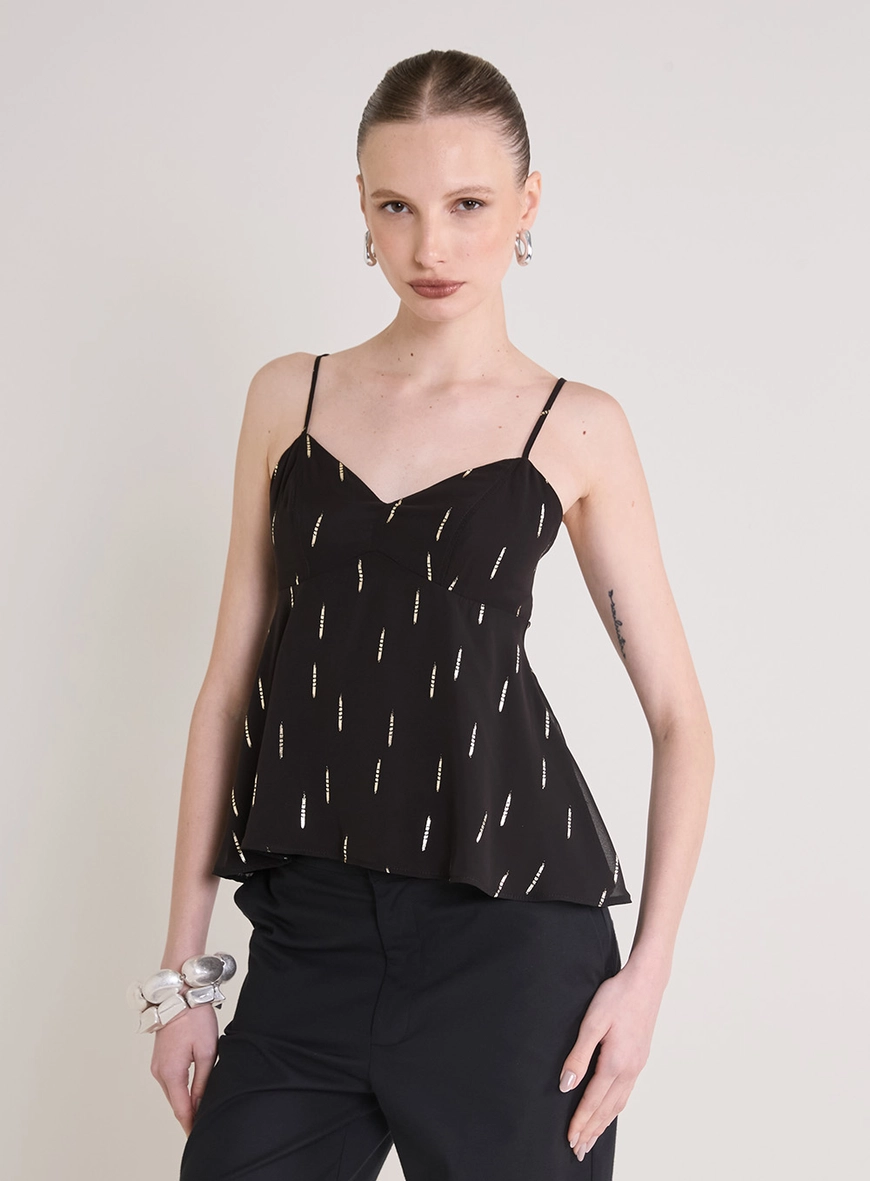 Blusa Ajustada Com Detalhes Preto