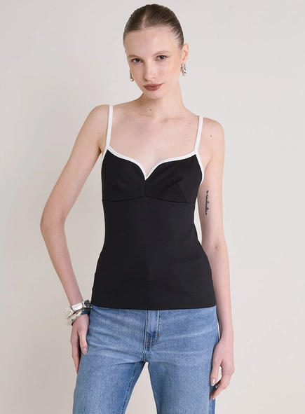 Blusa Justa Bicolor Decote V