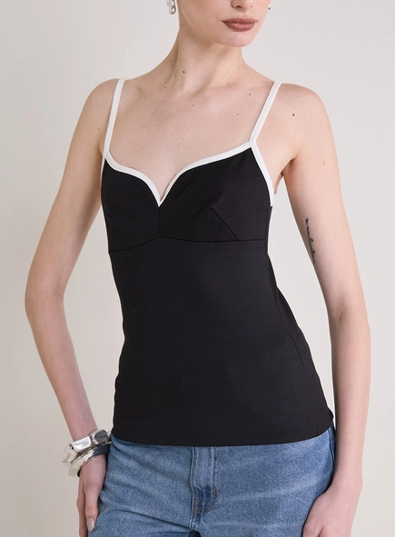 Blusa Justa Bicolor Decote V
