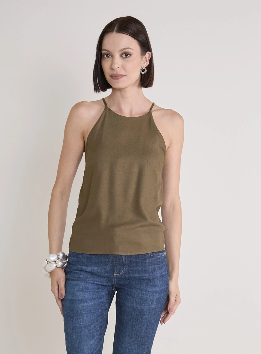 Blusa Reta Fluida Com Alças Verde