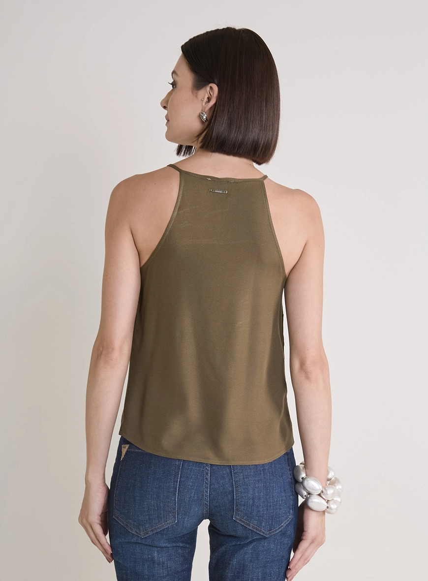 Blusa Reta Fluida Com Alças Verde