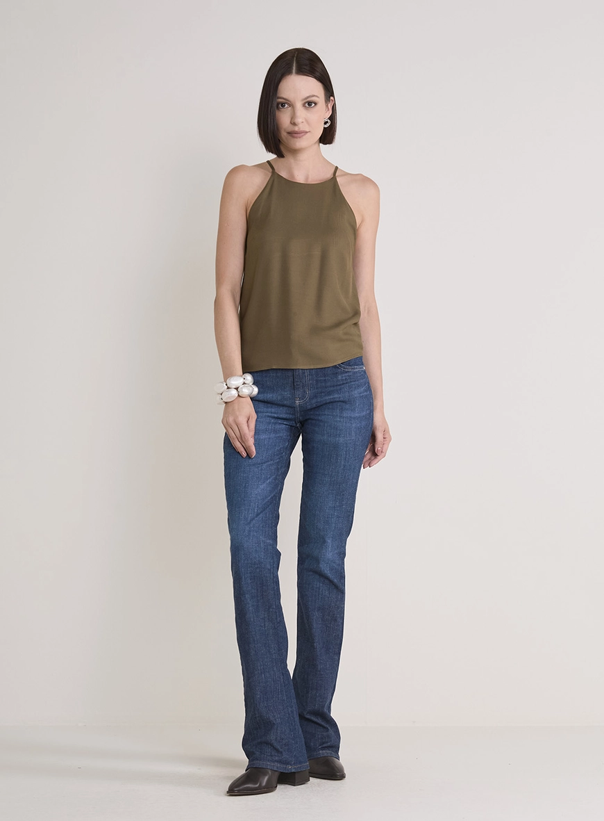 Blusa Reta Fluida Com Alças Verde