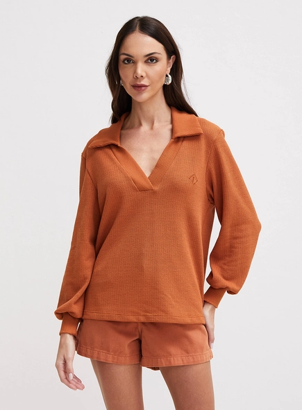 Blusão Feminino Texturizado Com Bordado