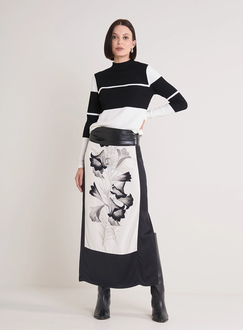 Blusão Tricô Feminino Estampado Gola Média Estampados 1