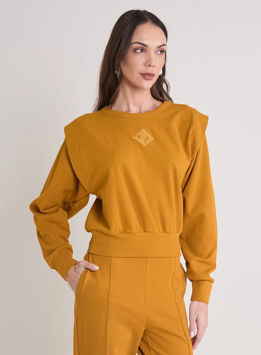 Blusão Feminino Ombro Estruturado Amarelo