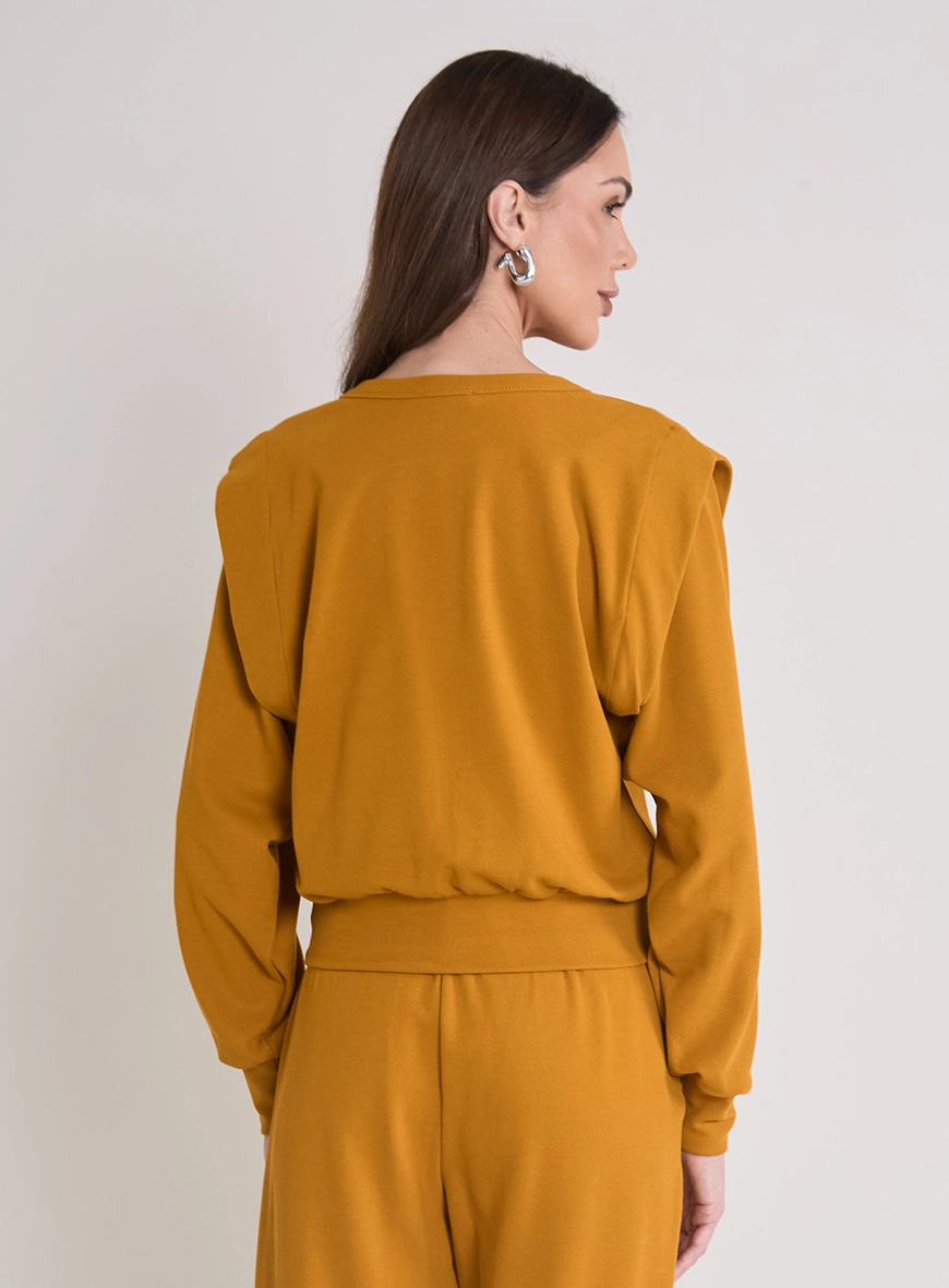 Blusão Feminino Ombro Estruturado Amarelo