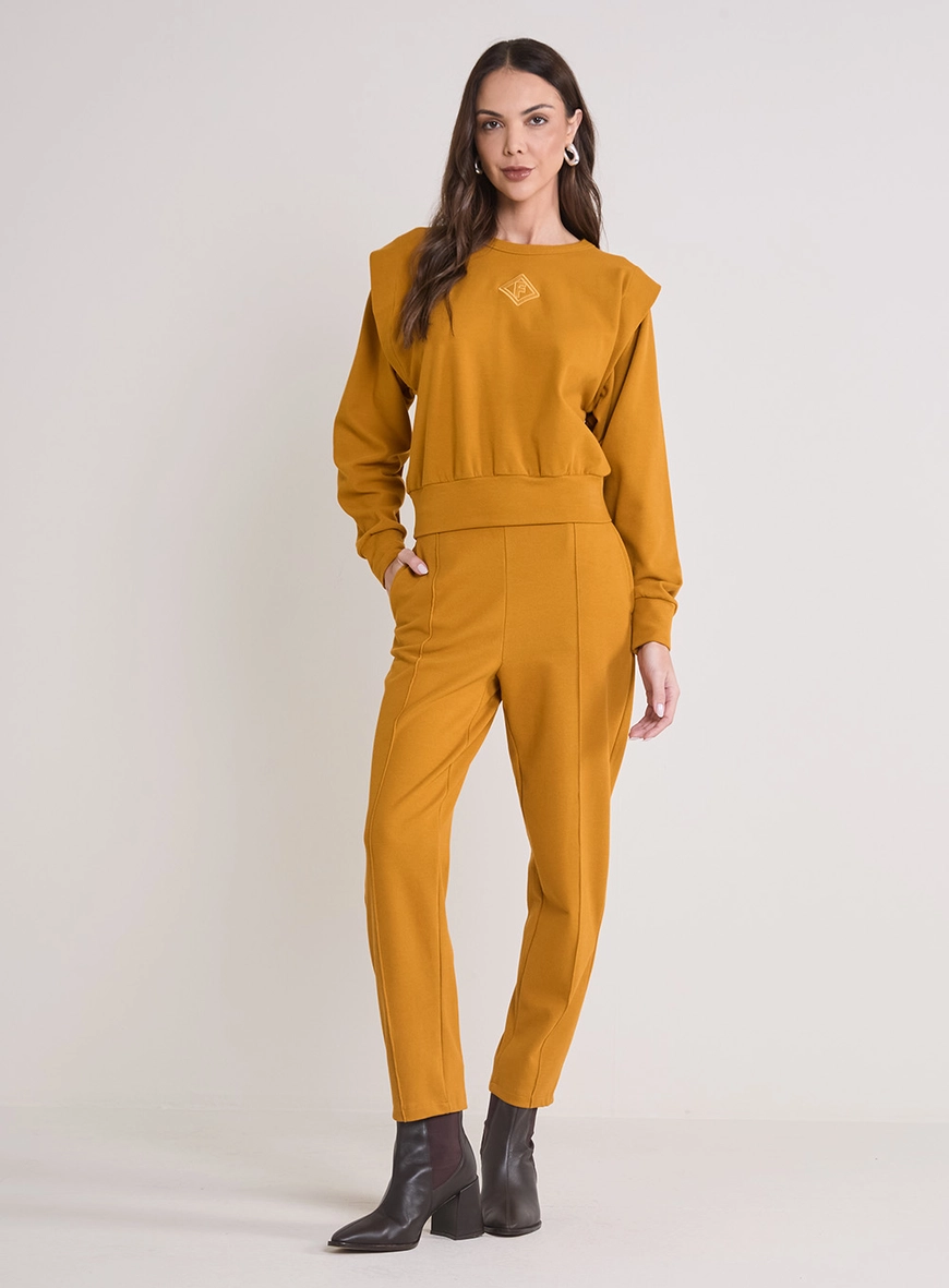 Blusão Feminino Ombro Estruturado Amarelo