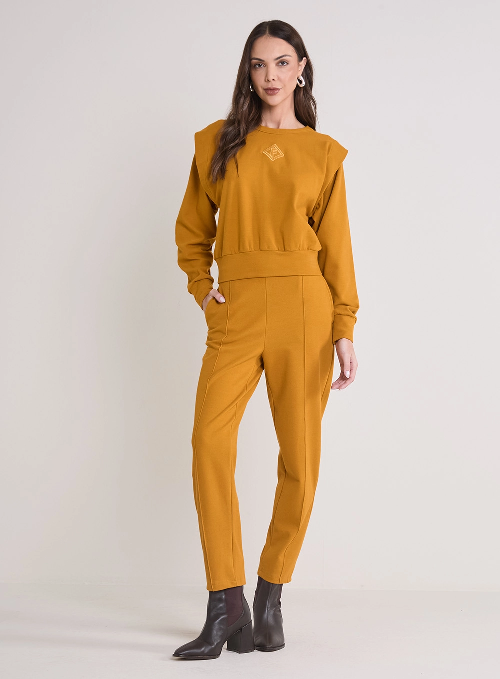 Blusão Feminino Ombro Estruturado Amarelo 4