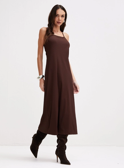 Vestido Midi Justo Com Amarração