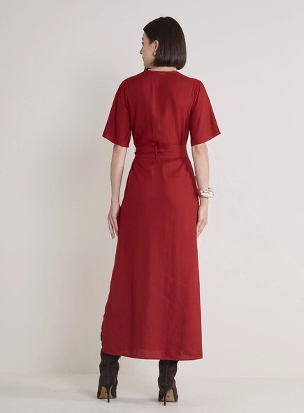 Vestido Midi Amplo Com Amarração