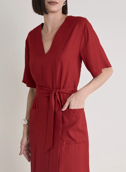 Vestido Midi Amplo Com Amarração