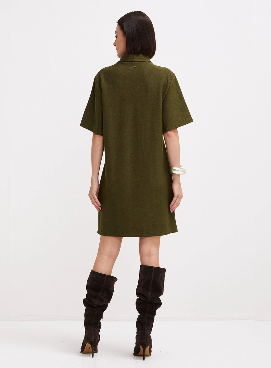 Vestido Curto De Gola Alta Verde