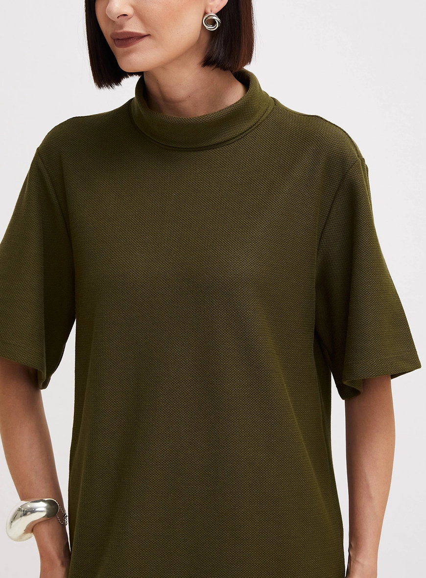 Vestido Curto De Gola Alta Verde