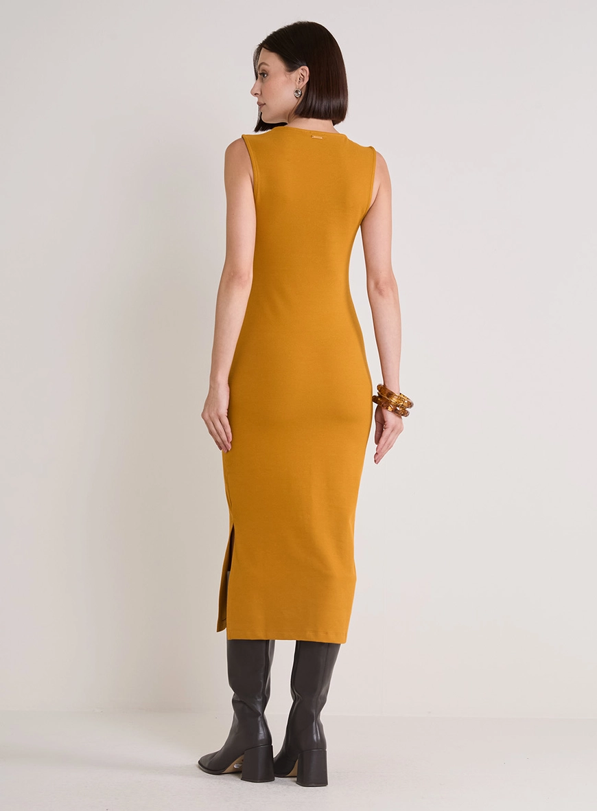Vestido Midi Justo Amarelo