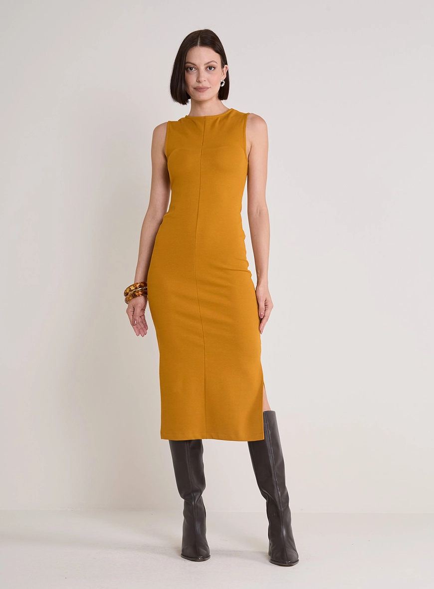 Vestido Midi Justo Amarelo