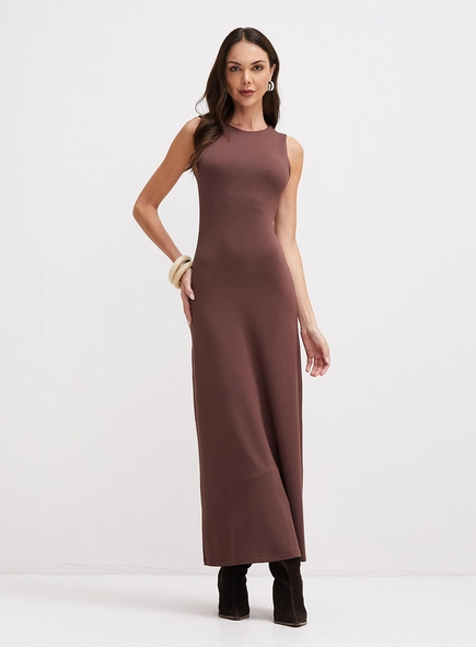 Vestido Midi Slim Decote Costas