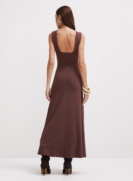 Vestido Midi Slim Decote Costas