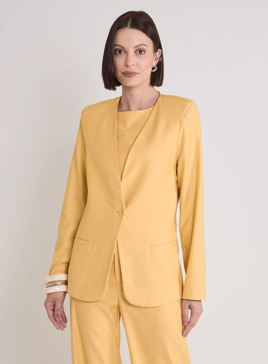 Blazer Oversized Alfaiataria Feminino Amarelo
