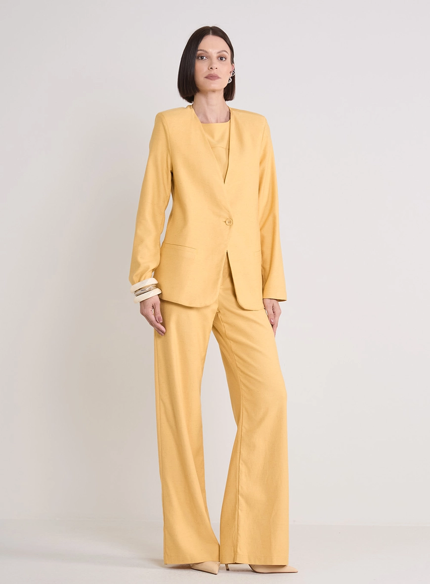 Blazer Oversized Alfaiataria Feminino Amarelo