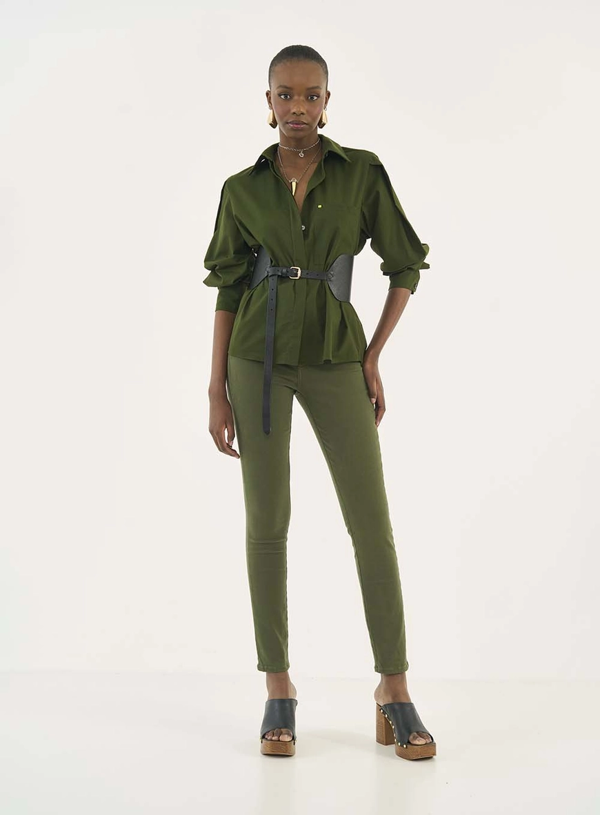 Calça Em Sarja Skinny Nova York