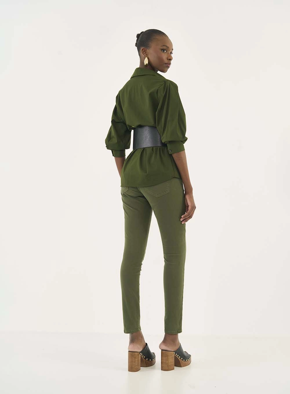 Calça Em Sarja Skinny Nova York Verde