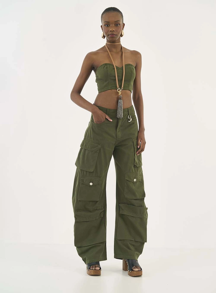 Calça Sarja Barcelona Barril Cargo