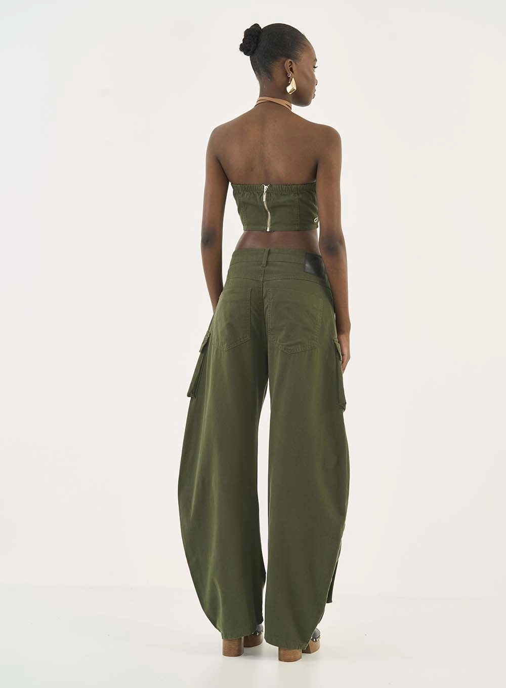 Calça Sarja Barcelona Barril Cargo Verde