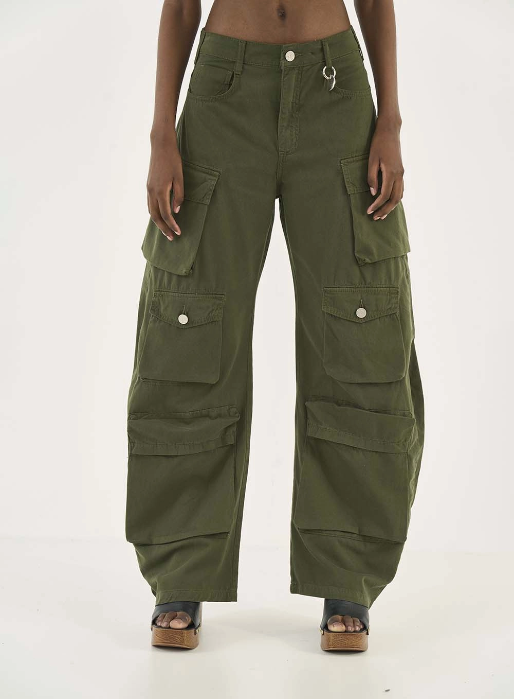 Calça Sarja Barcelona Barril Cargo Verde
