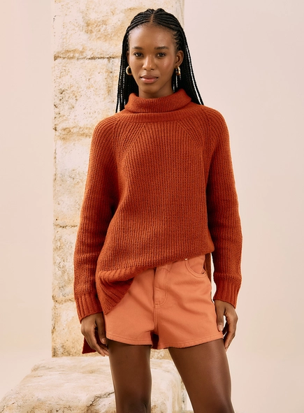 Blusa Tricot Oversized Gola Alta