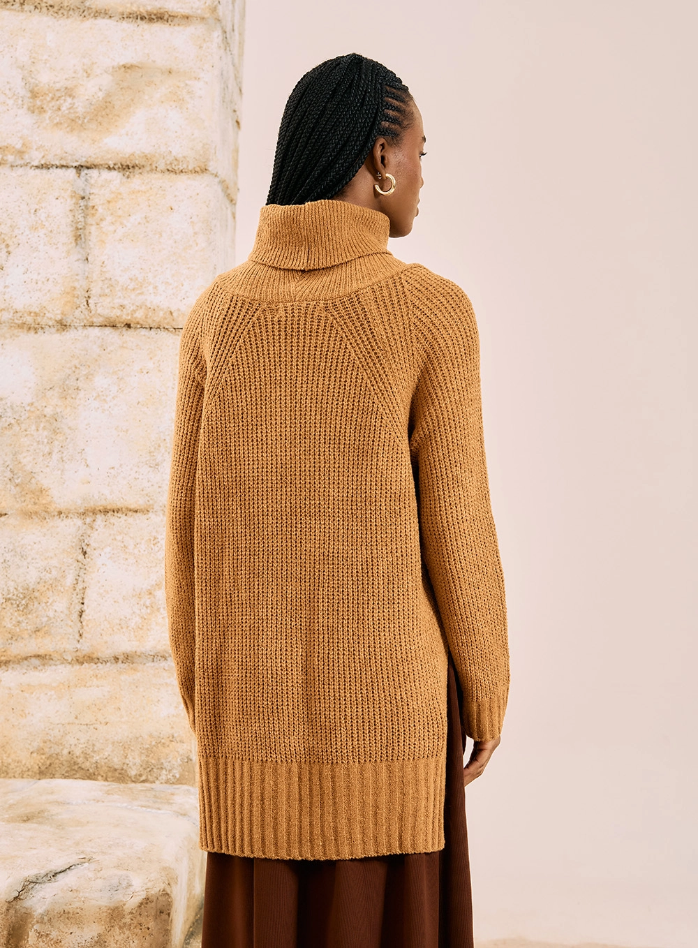 Blusa Tricot Oversized Gola Alta Amarelo 2