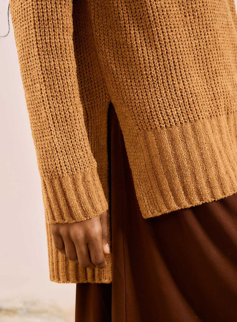 Blusa Tricot Oversized Gola Alta Amarelo 3
