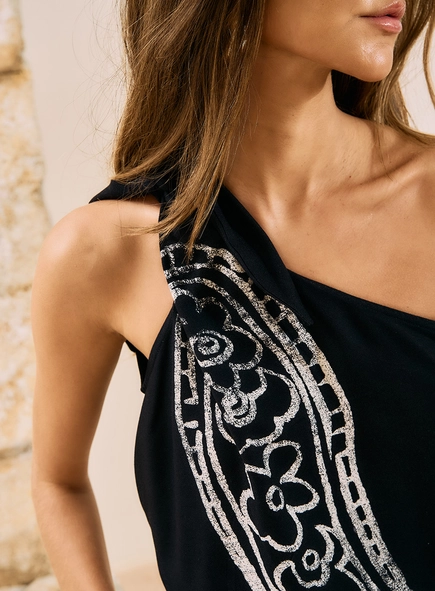 Blusa Um Ombro Só Paisley