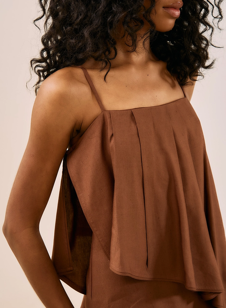 Vestido Midi Alfaiataria Peplum Marrom 2